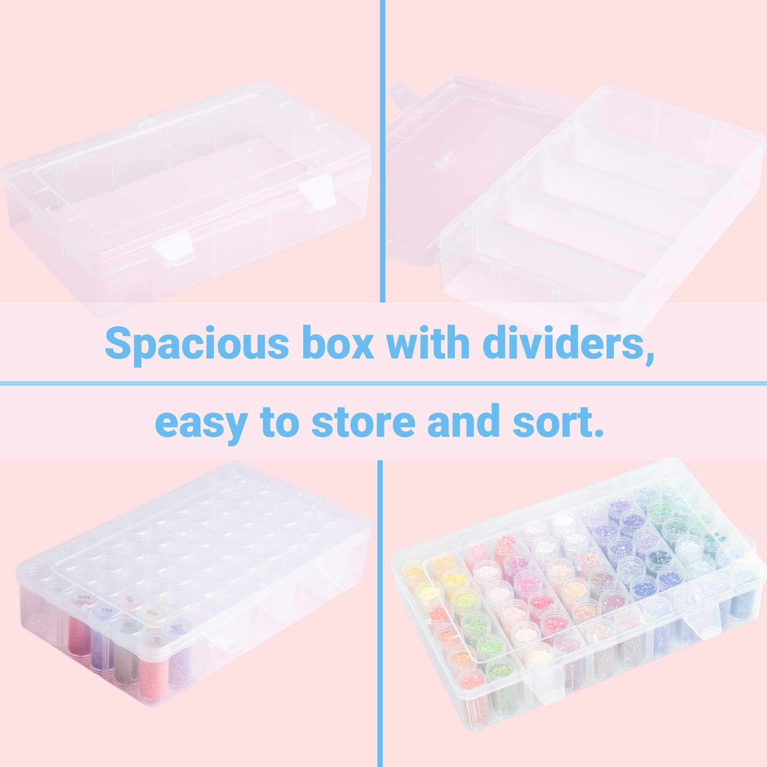 60 Colors Square AB Diamond Art Beads With Storage Container, 90,000pcs