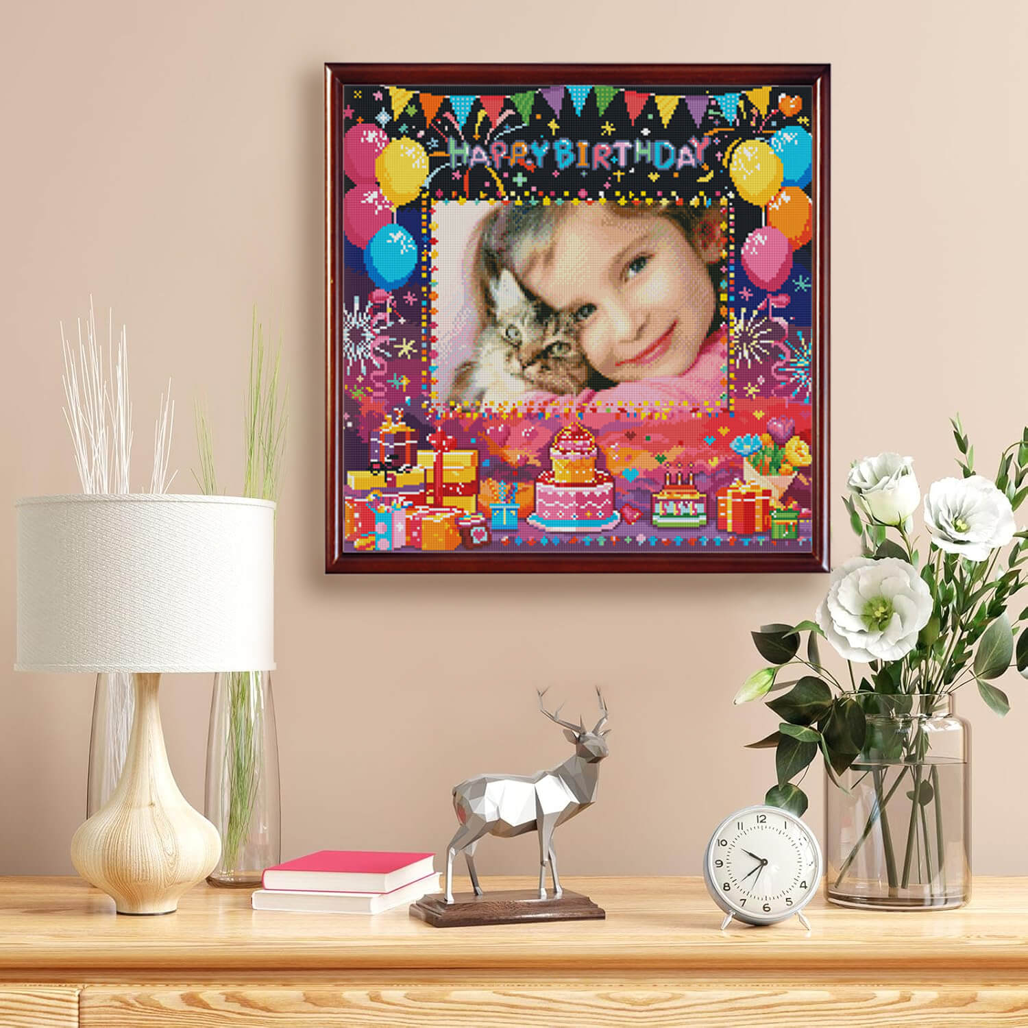 Birthday Custom Diamond Painting from Photo, Happy Birthday DIY Personalized Diamond Art Painting Kits