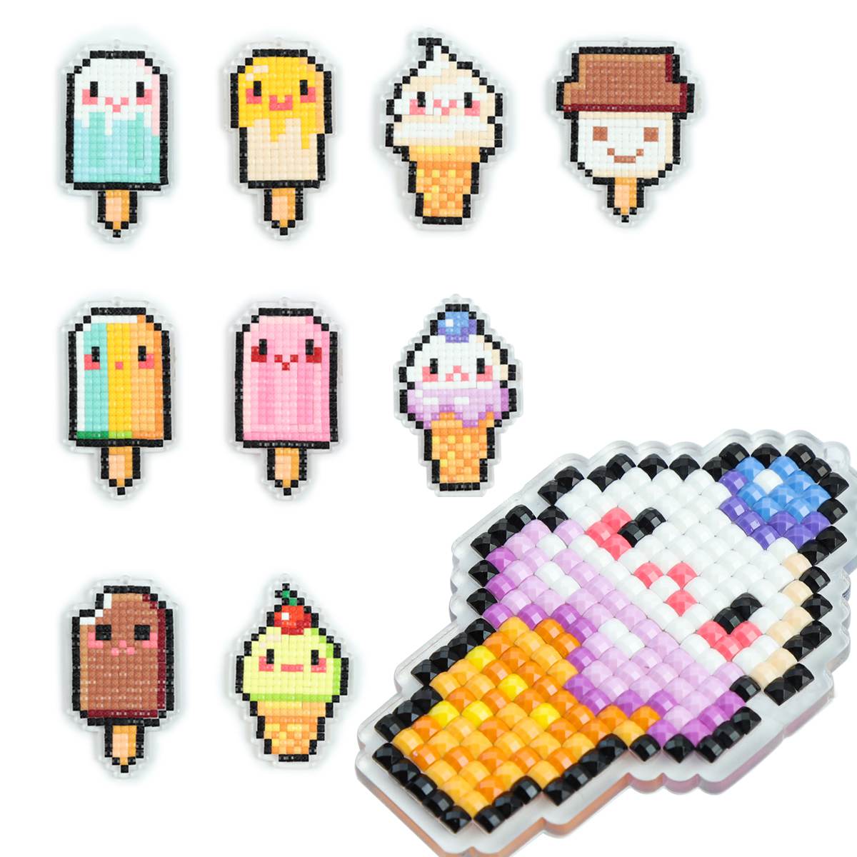 Cute Ice Cream Acrylic Diamond Painting Keychain