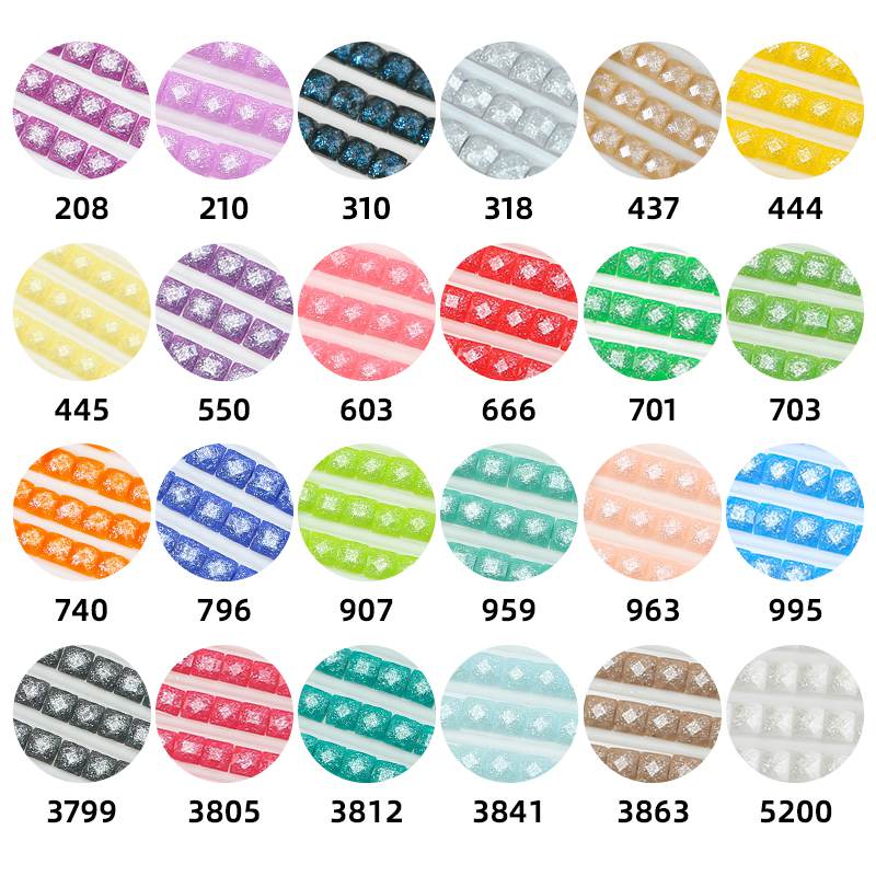 24 Colors 1.5oz (42g) Square Sugar Dust Beads for Diamond Painting