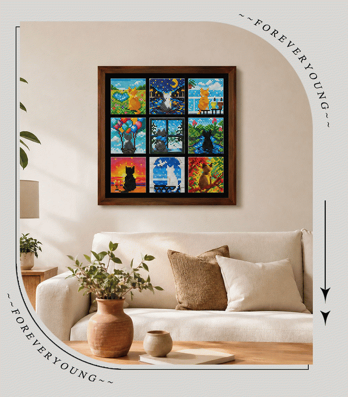 Whiskered Wonderland Cat Series – Nine Colorful Cats
