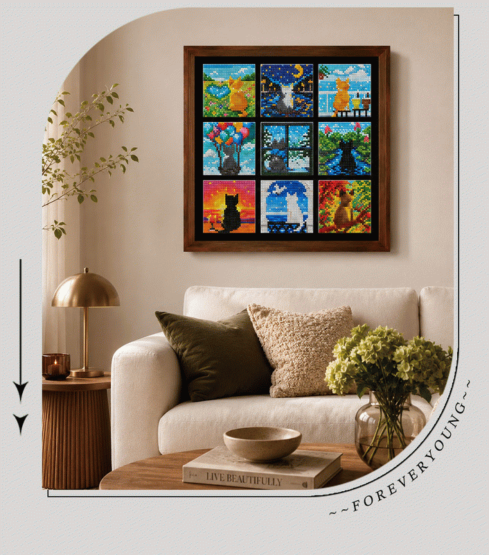 Whiskered Wonderland Cat Series – Nine Colorful Cats