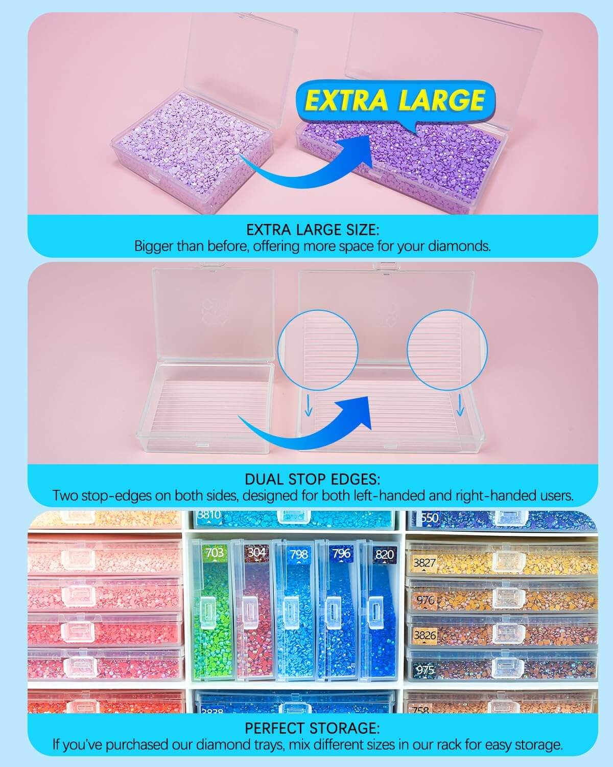 ForeverYoung 48pcs Extra Large Storage Containers Trays & Rack