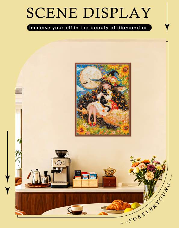 Enchanted Witch with Black Cat