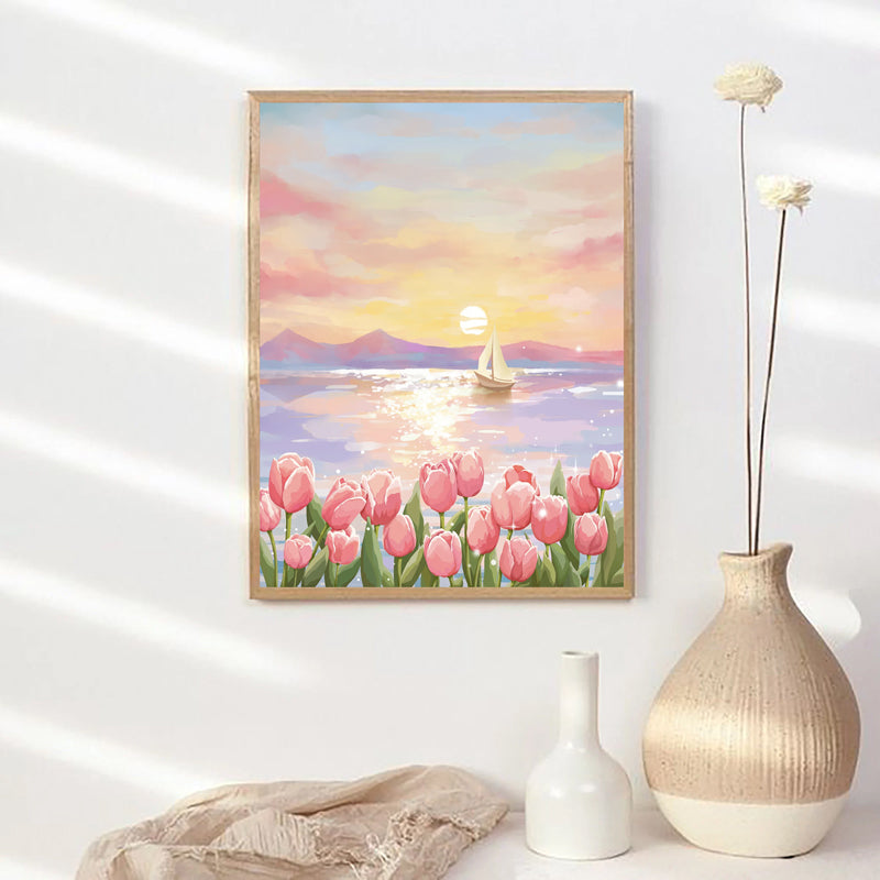 Pink Tulips-Crystal Diamond Painting