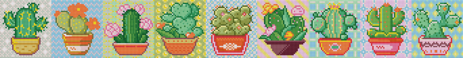 Cactus Diamond Painting Kit Series - Set of 9 | 4″ × 4″ (9 × 10 cm) | Resin Square & AB Diamonds