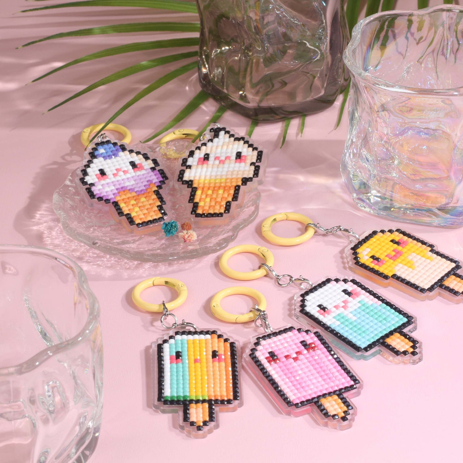 Cute Ice Cream Acrylic Diamond Painting Keychain