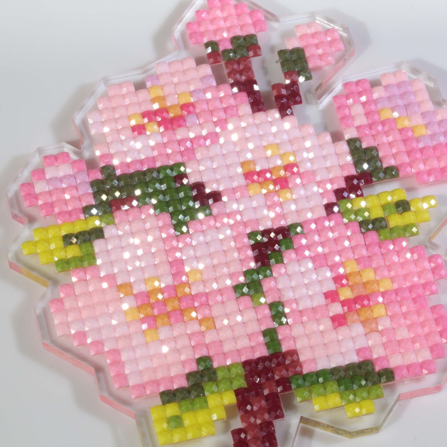 Pink Rose Bouquet Acrylic Diamond Art Display Stand