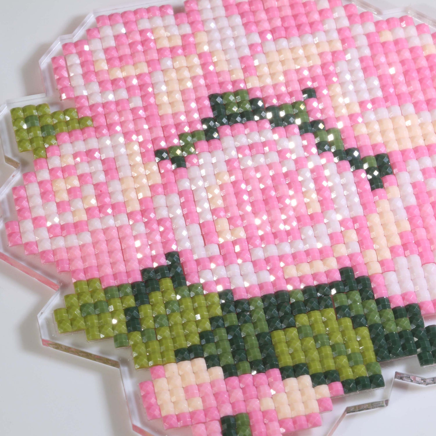 Pink Rose Bouquet Acrylic Diamond Art Display Stand