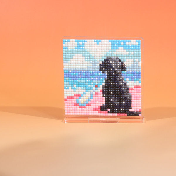 LumiGem Pink Beach Labrador Diamond Painting Stand