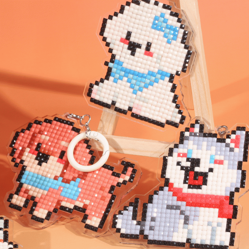 Lumigem Puppy Diamond Art Keychain Kit – Cute DIY Crystal Dog Keychain