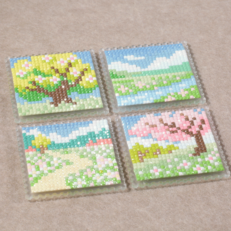 Lumigem 4pcs Mini Square Diamond Painting Set – Four Seasons Landscape Collection