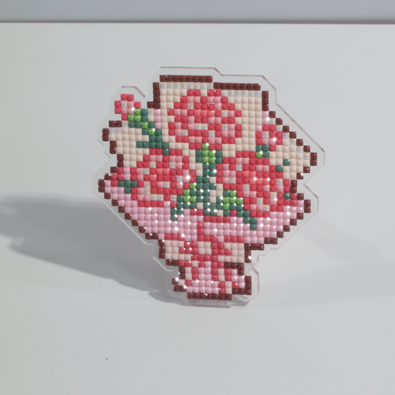 Flower Bouquet Diamond Painting Acrylic Stand | DIY Sparkling Floral Standee Set