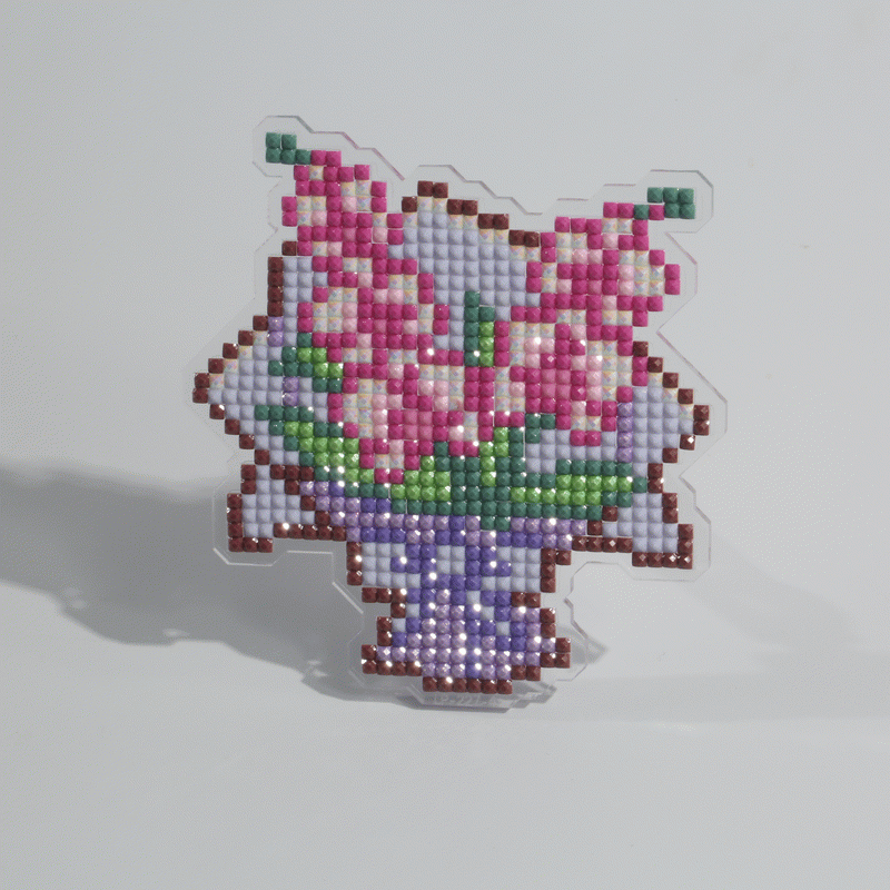 Flower Bouquet Diamond Painting Acrylic Stand | DIY Sparkling Floral Standee Set