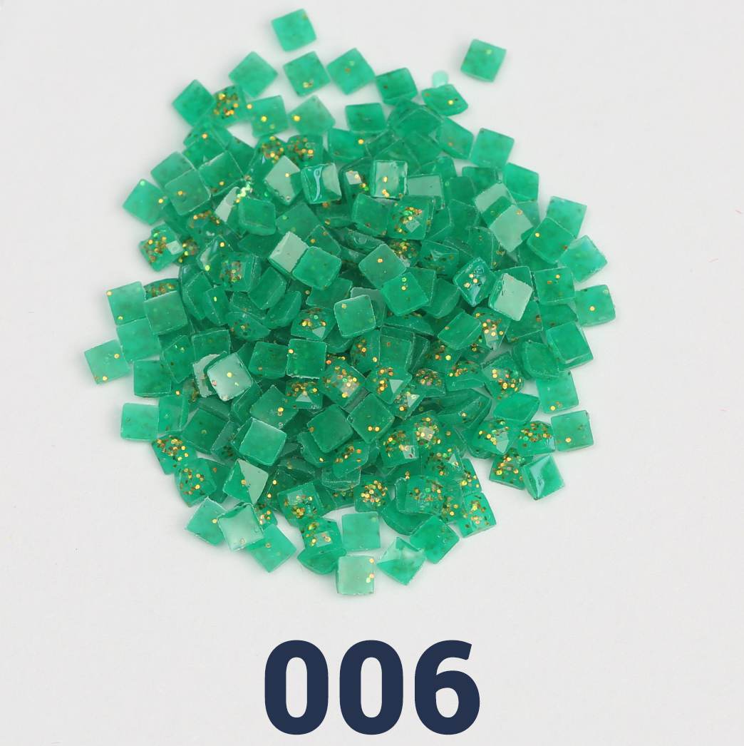 Quadratische Jelly-Glitzerperlen, 1 Beutel (2000 Stück), einfarbig