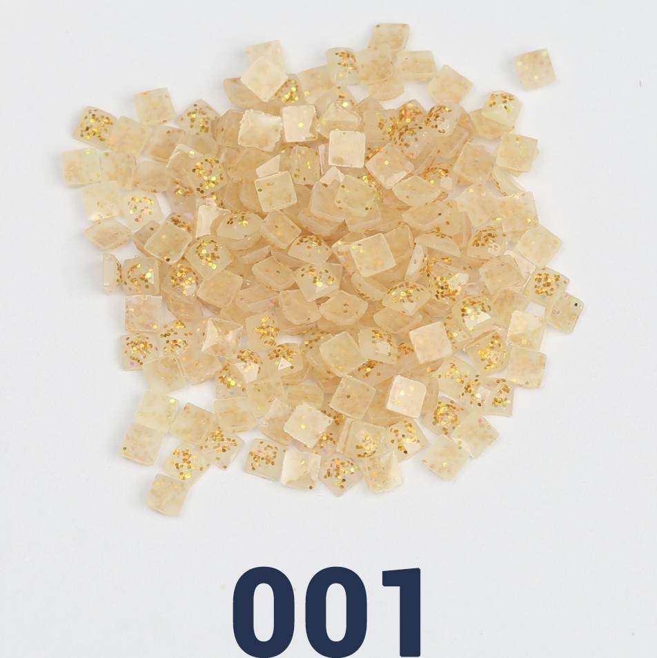 Quadratische Jelly-Glitzerperlen, 1 Beutel (2000 Stück), einfarbig