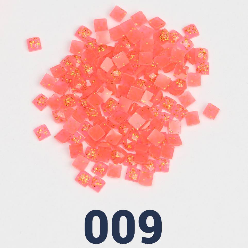 Quadratische Jelly-Glitzerperlen, 1 Beutel (2000 Stück), einfarbig