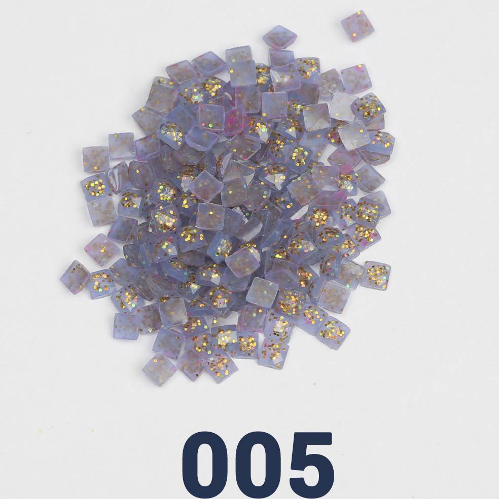 Quadratische Jelly-Glitzerperlen, 1 Beutel (2000 Stück), einfarbig