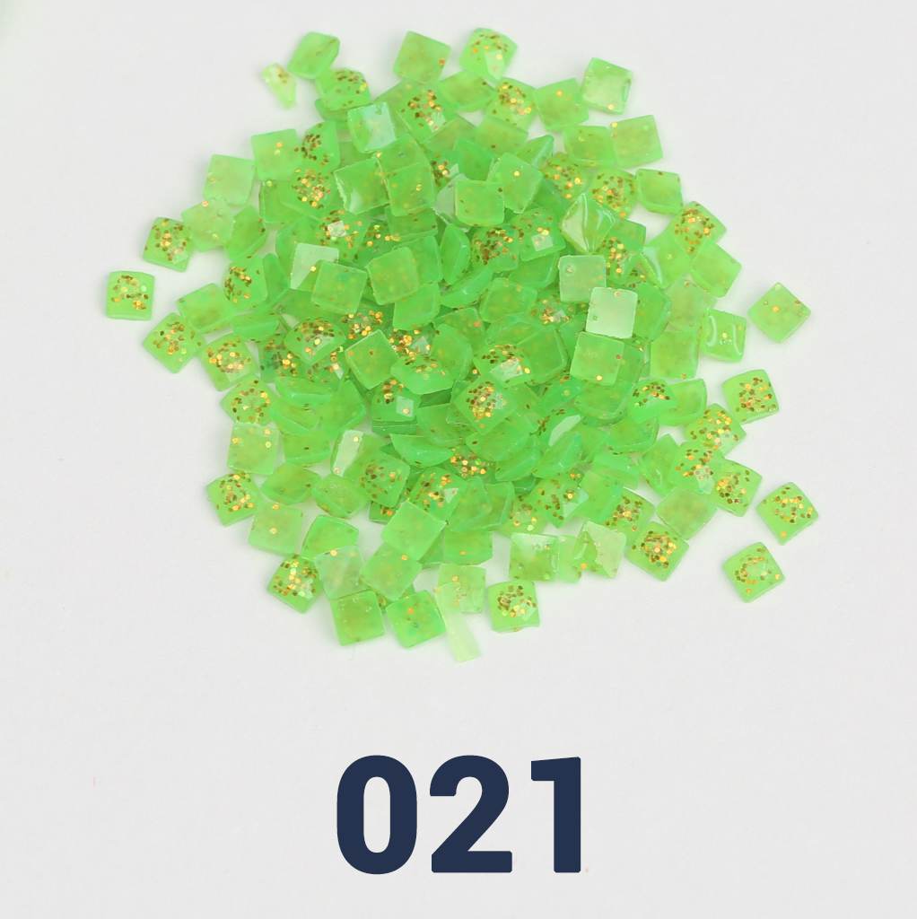 Quadratische Jelly-Glitzerperlen, 1 Beutel (2000 Stück), einfarbig