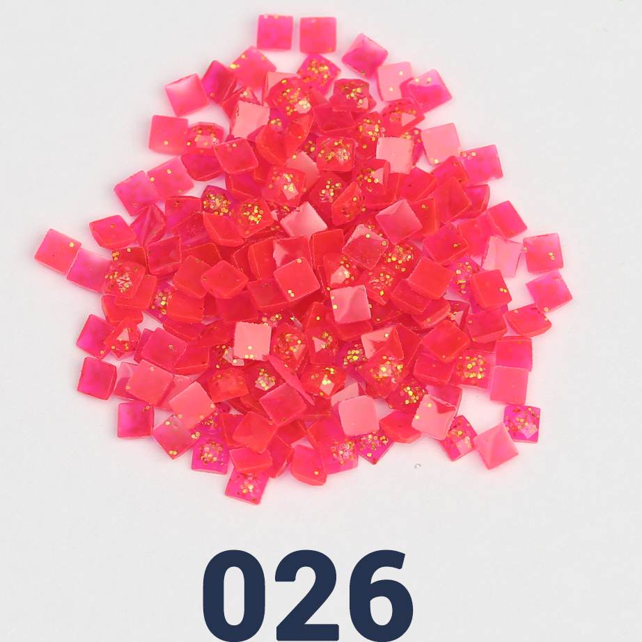 Quadratische Jelly-Glitzerperlen, 1 Beutel (2000 Stück), einfarbig