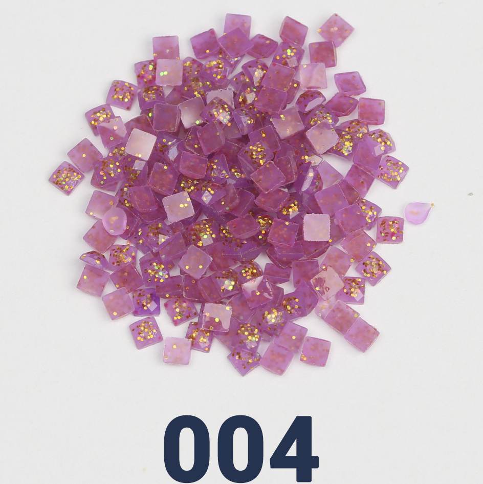 Quadratische Jelly-Glitzerperlen, 1 Beutel (2000 Stück), einfarbig