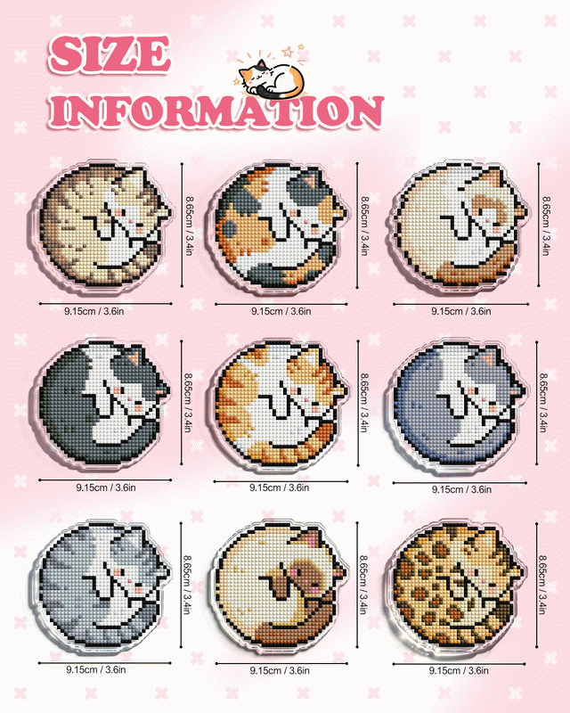 Cat Lover Diamond Painting Coaster Set | 9-Piece DIY Sparkling Acrylic Drink Coasters