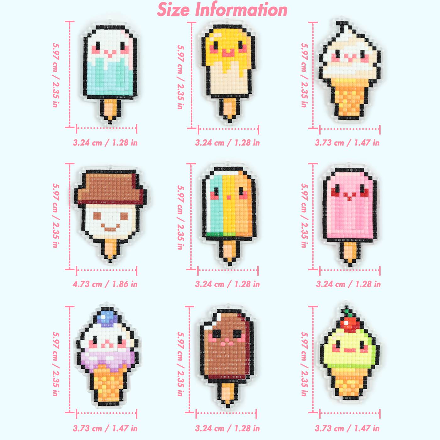 Cute Ice Cream Acrylic Diamond Painting Keychain