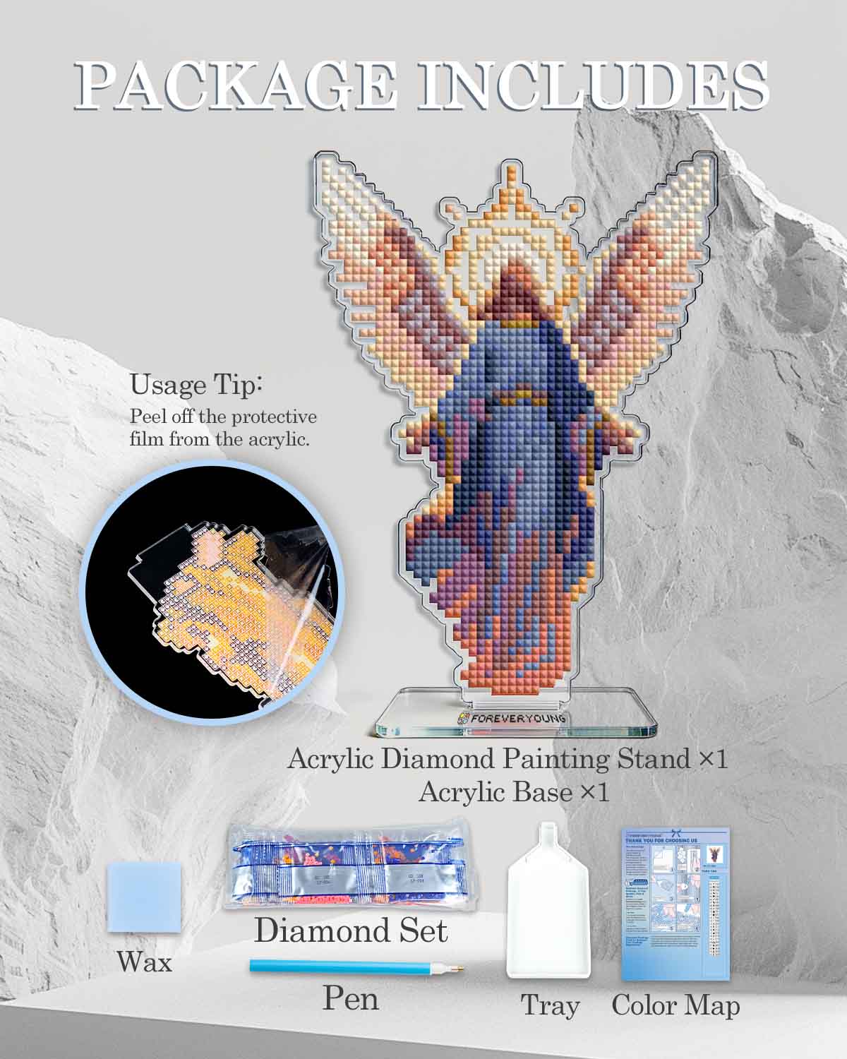 Lux Aeternis Archangel Acrylic Diamond Art Display Stand