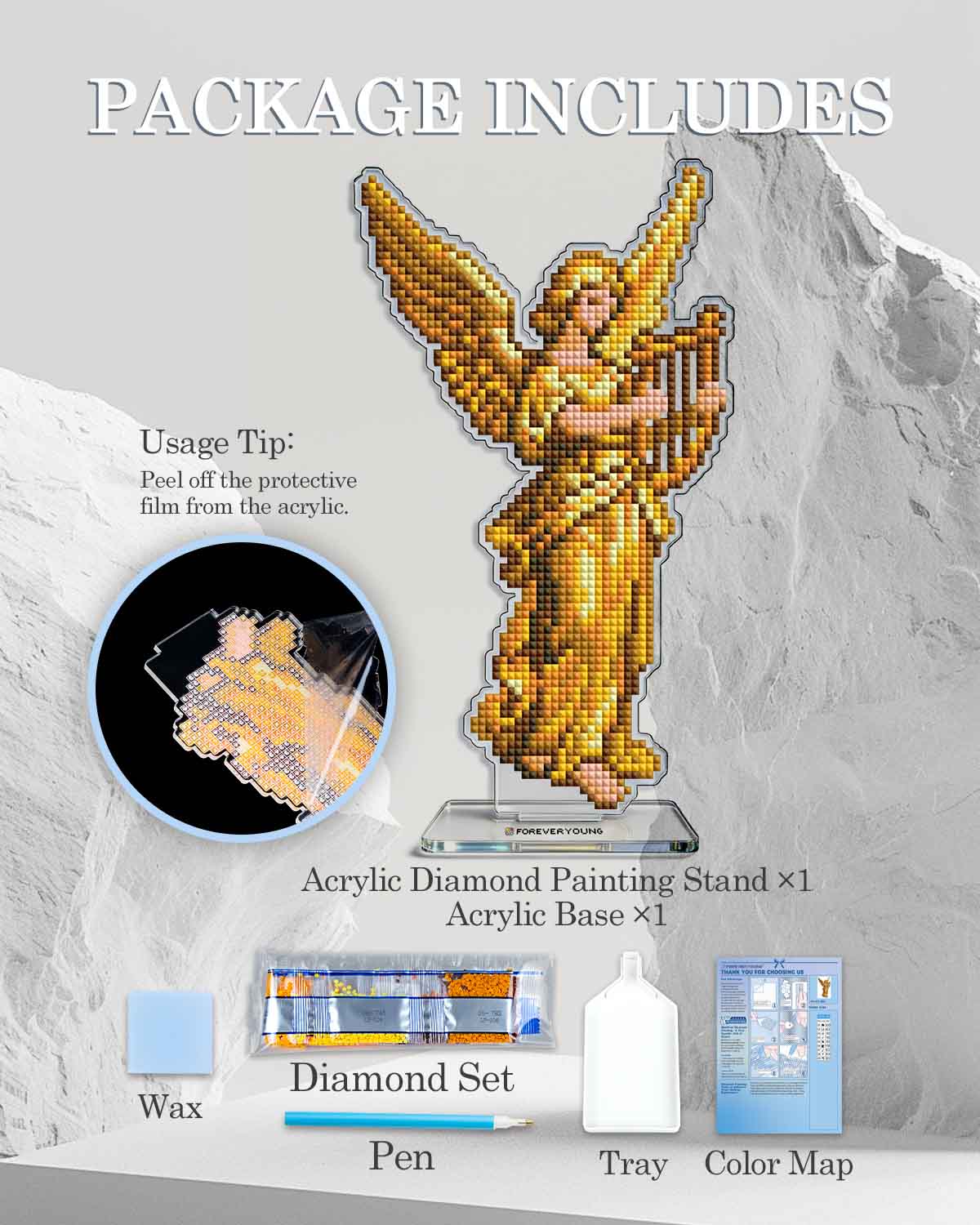 Angel Harp Sonata Acrylic Diamond Art Display Stand