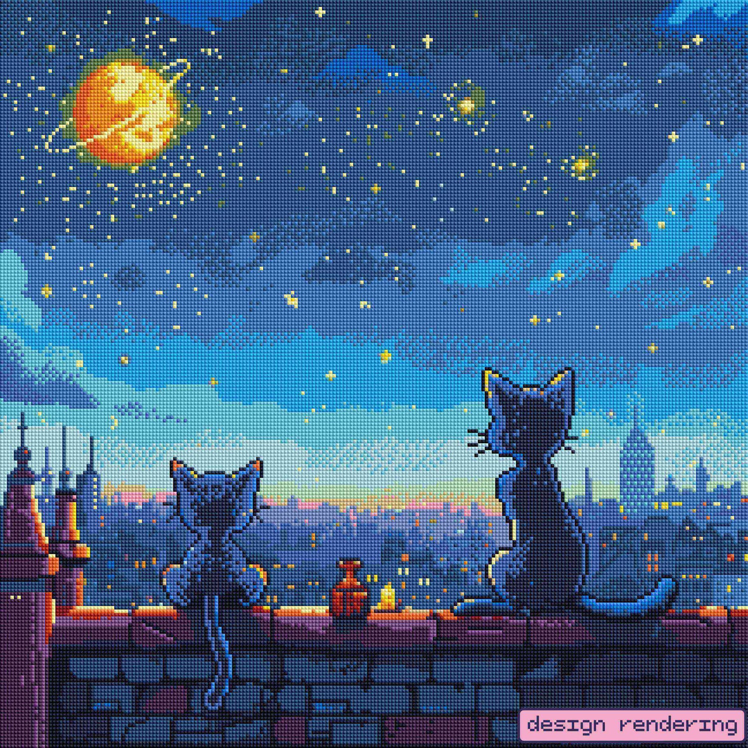 Cats Under the Starry Night
