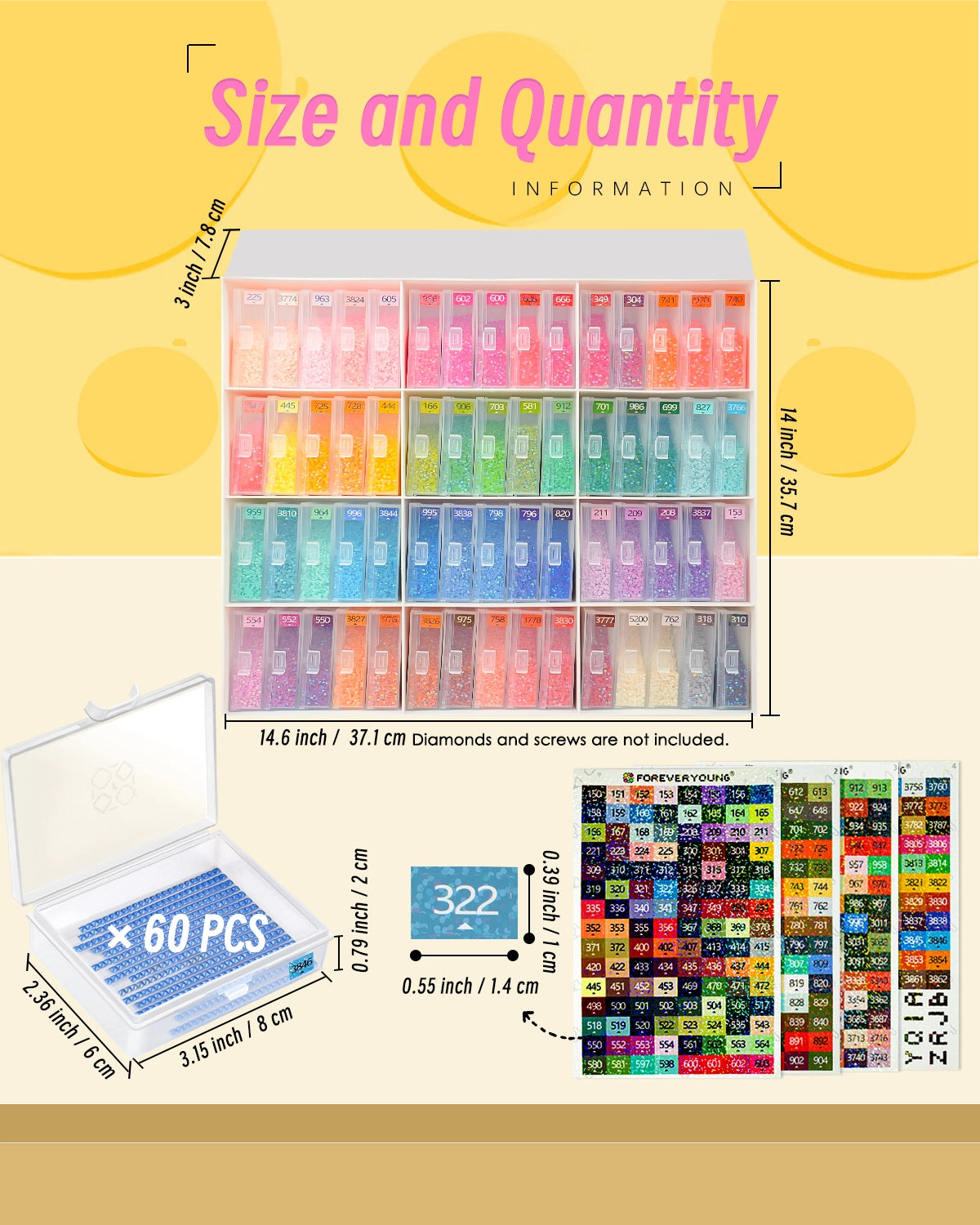 Forever Young 60pcs Containers Trays & Rack