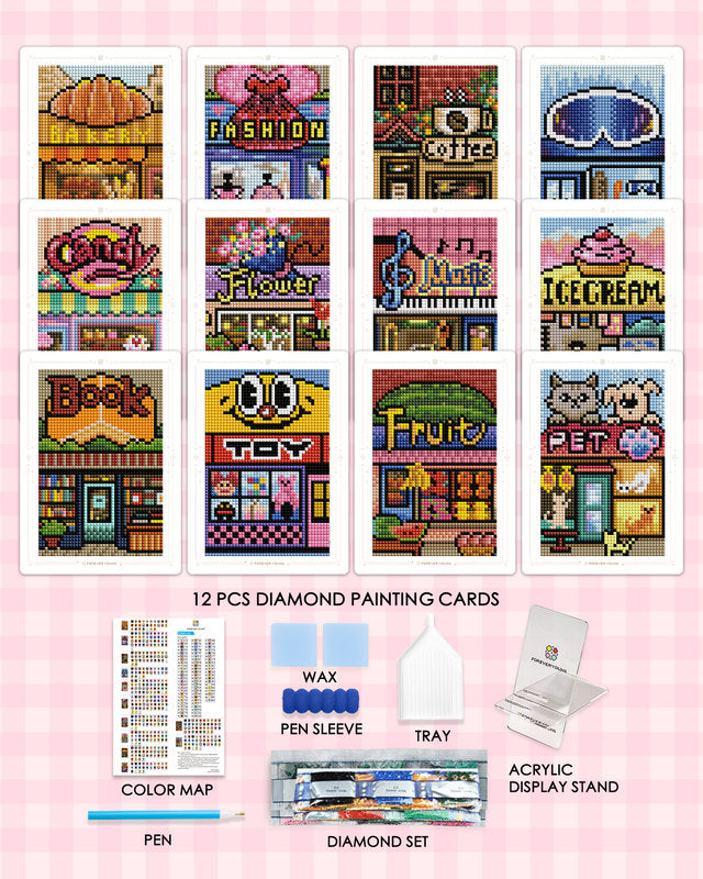 Minigem® : Little Shop Stories Small Diamond Art Kits, 5x7 Inch Cards