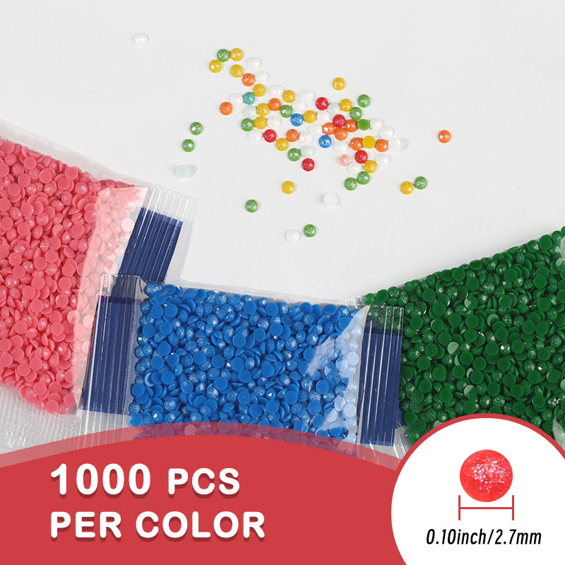 Perles rondes à paillettes, 20 couleurs, pour peinture diamant