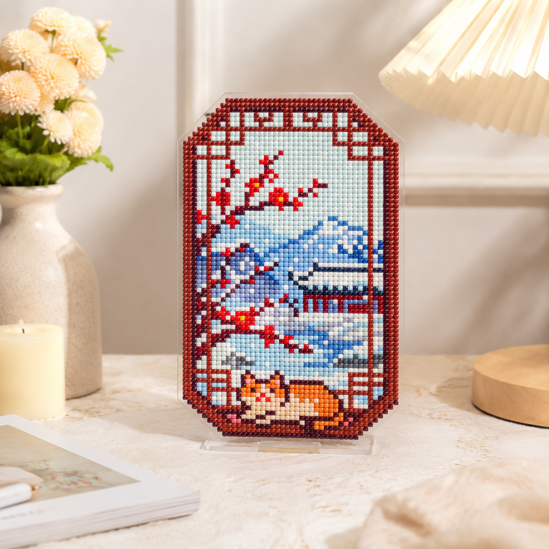 LumiGem Snowy Cat Reflection Diamond Painting Stand