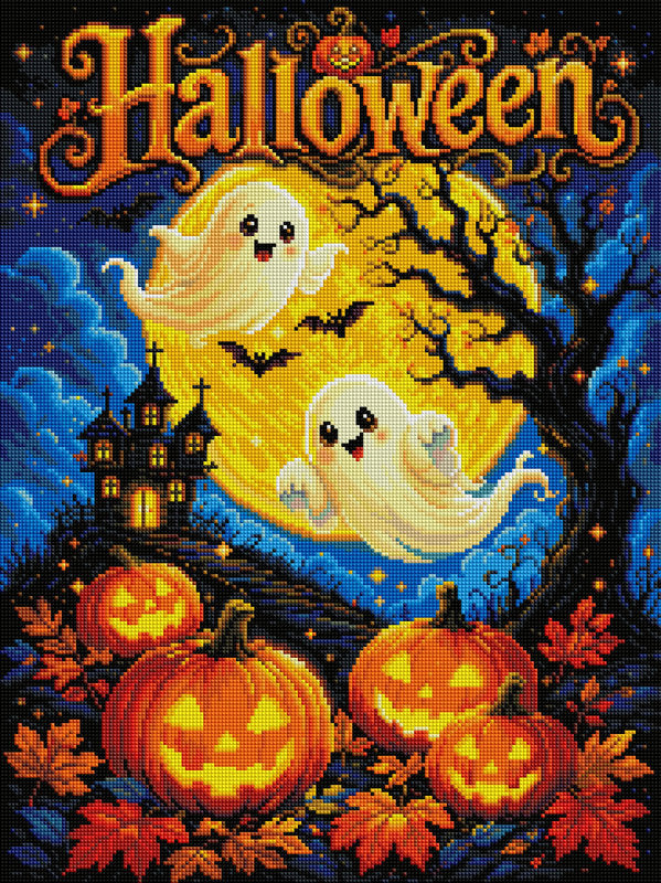 Halloween Night Pumpkin & Ghost Diamond Art Kit – Forever Young®️ DIY