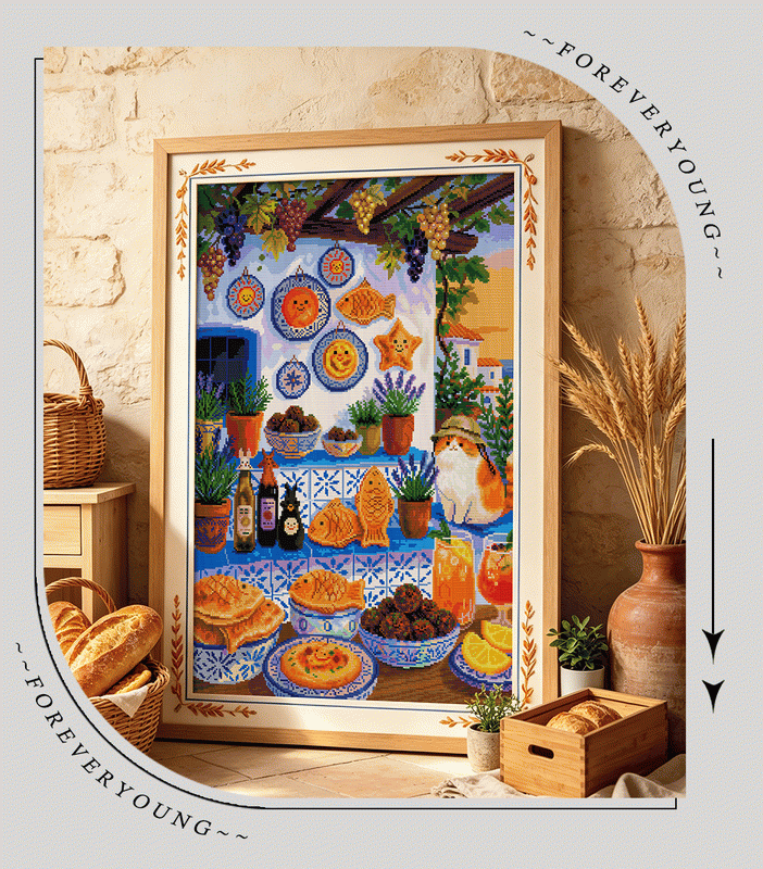 Mediterranean Cat Garden Diamond Painting Kit