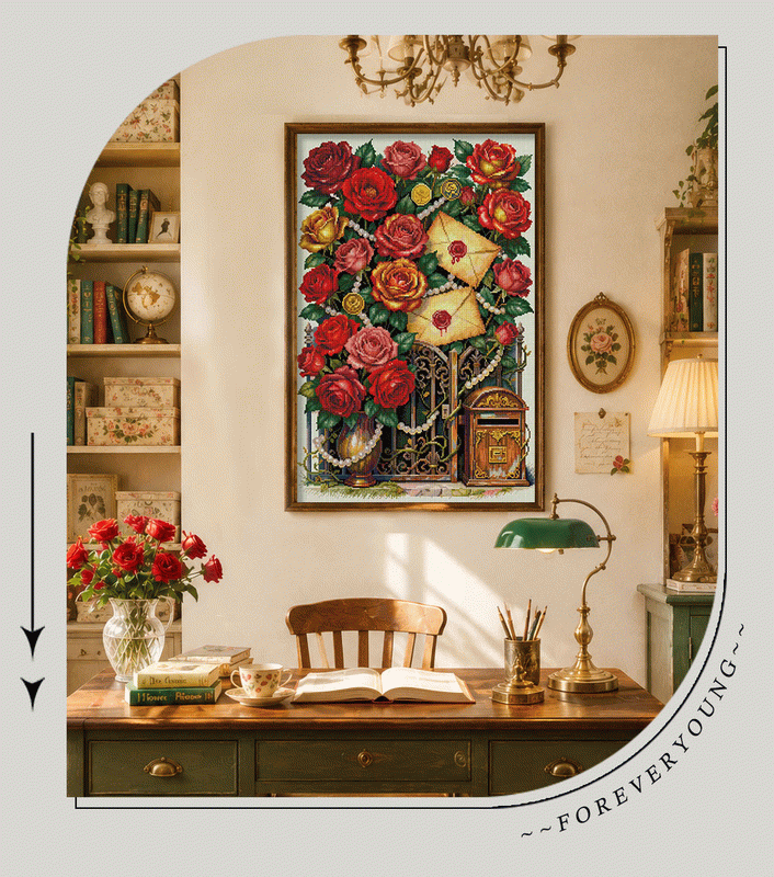 Rose Bouquet & Letters 5D Diamond Painting Kit