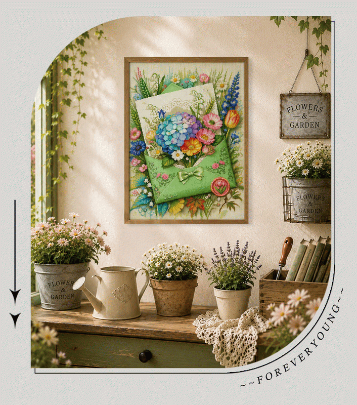 Envelope Flower Bouquet 5D Diamond Painting Kit