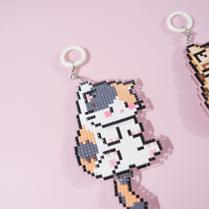 Lumigem Cat Diamond Art Keychain Kits, DIY Craft, Wiggle-Tail Kitties