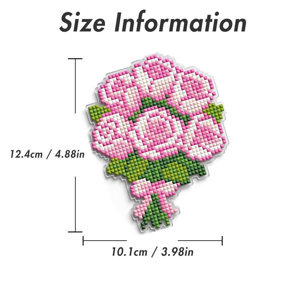 Pink Rose Bouquet Acrylic Diamond Art Display Stand