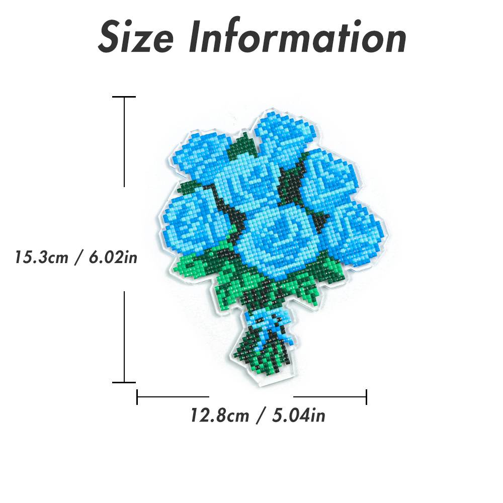 Blue Rose Bouquet Acrylic Diamond Art Display Stand