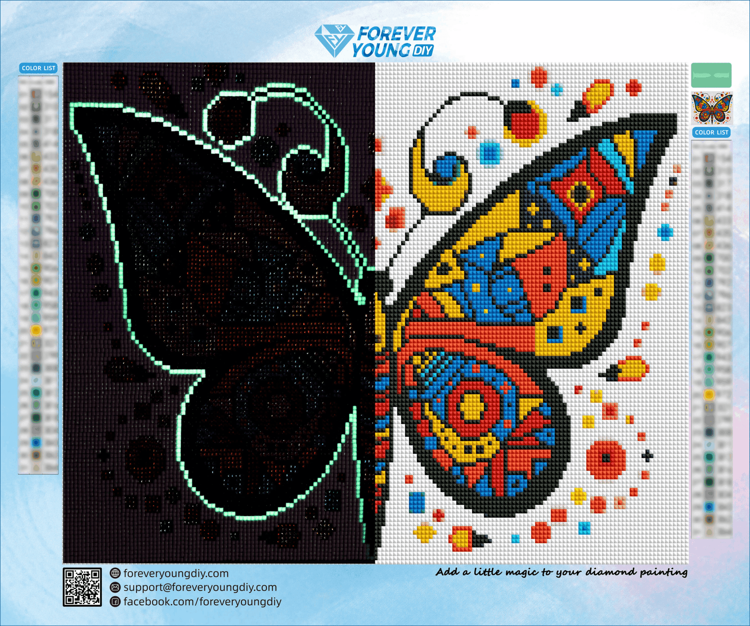 Beautiful Butterfly - Crystal diamonds and Luminous diamonds - Forever Young®️ DIY -