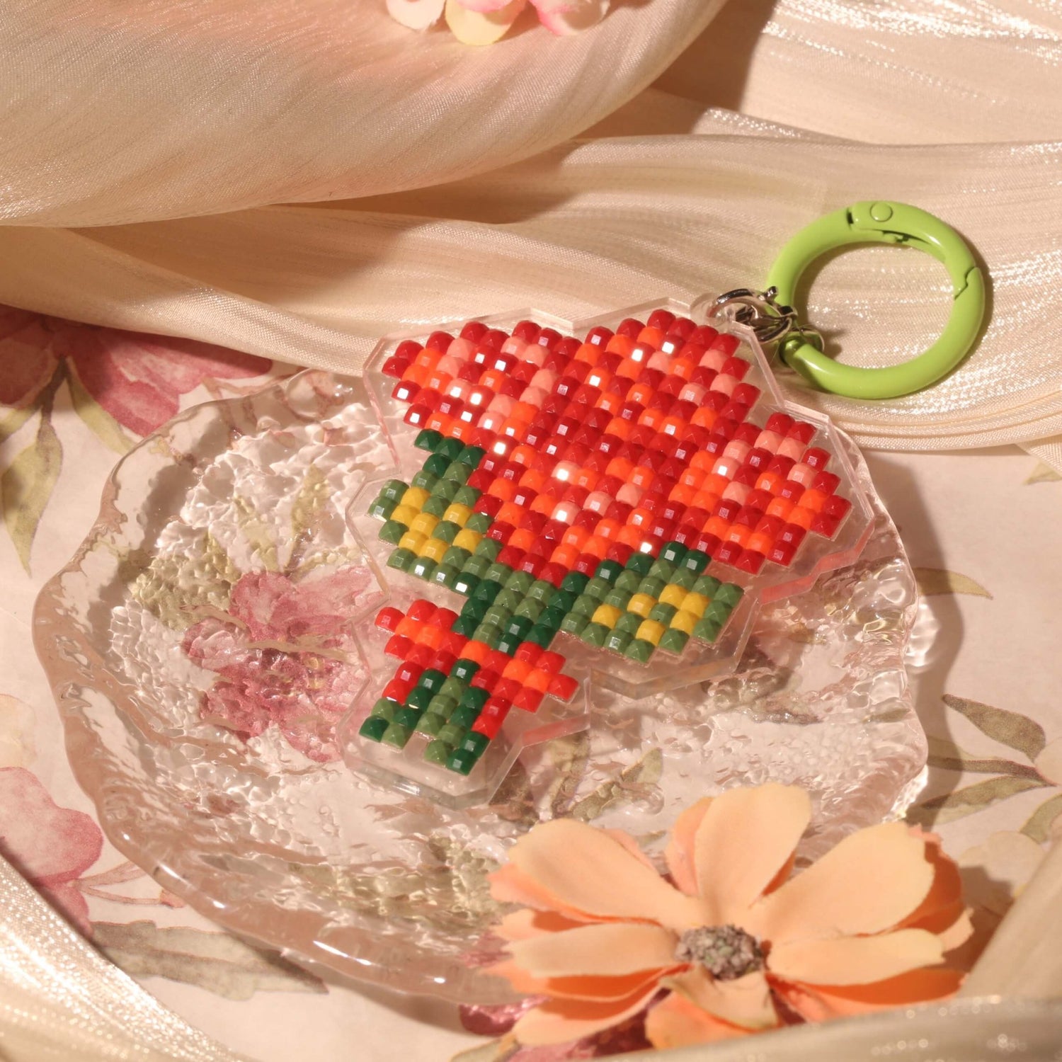 Colorful Bouquet Acrylic Diamond Painting Keychain - Forever Young®️ DIY -