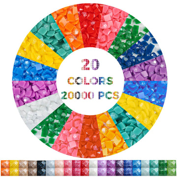 20 Colors 20000PCS Square Sugar Dust Beads for Diamond Painting