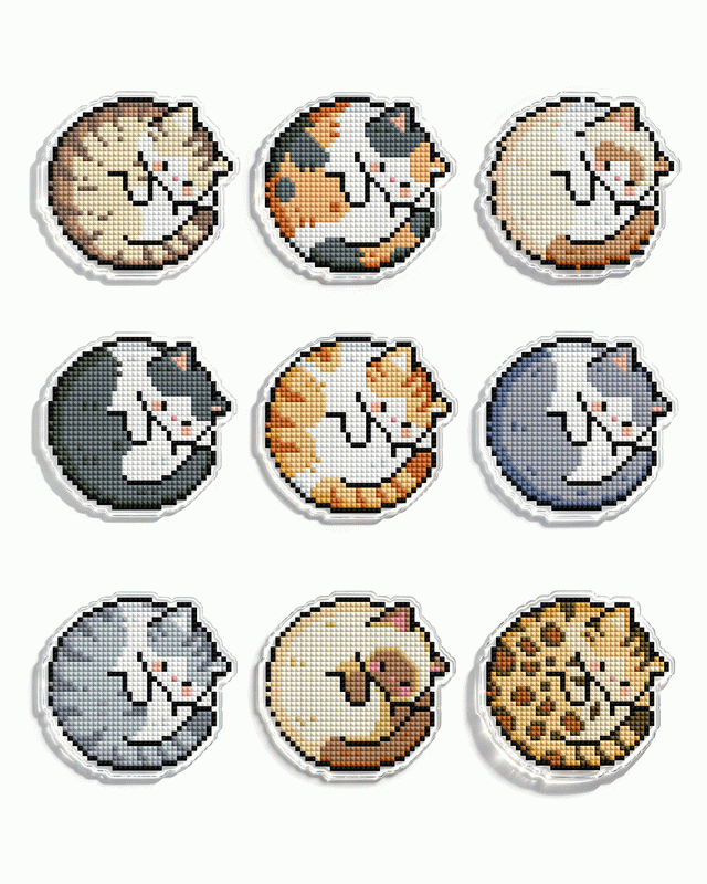 Cat Lover Diamond Painting Coaster Set | 9-Piece DIY Sparkling Acrylic Drink Coasters