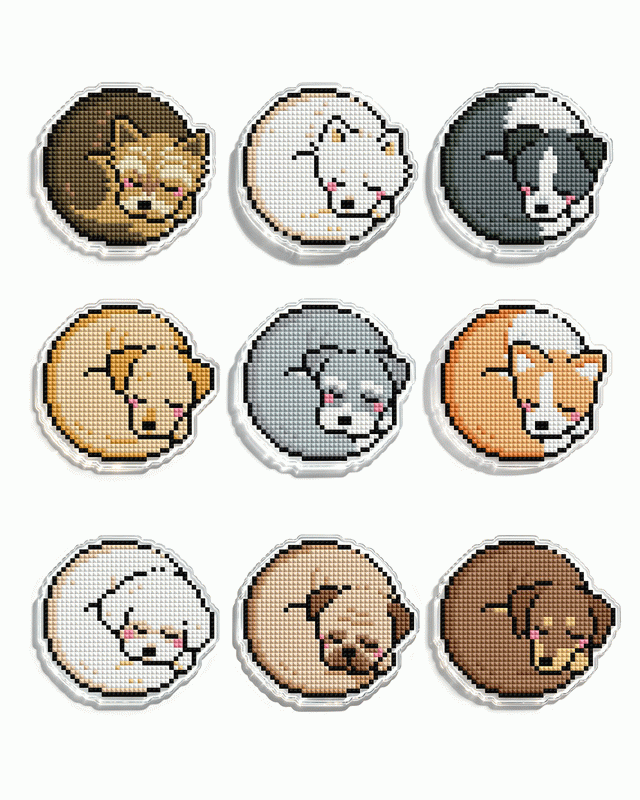 Cute Dog Diamond Painting Coaster Set | 9-Piece DIY Acrylic Drink Coasters