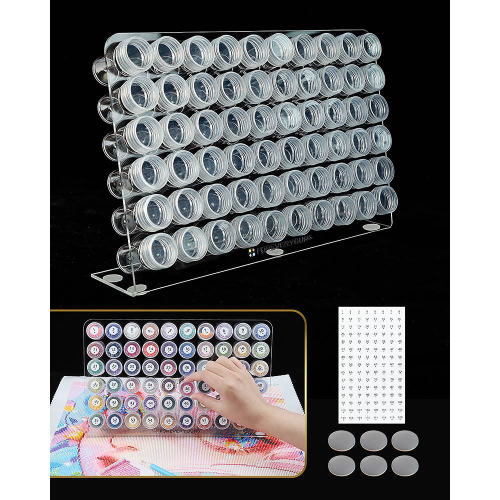 Foreveryoung Diamond Painting Bottle Storage Rack with 60 Jars - Forever Young®️ DIY -
