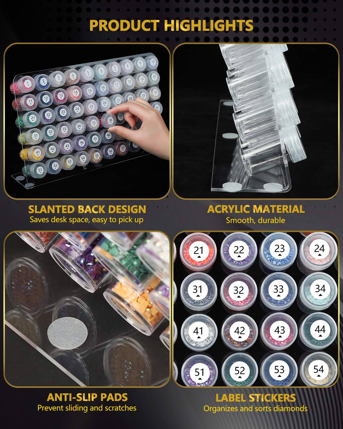 Foreveryoung Diamond Painting Bottle Storage Rack with 60 Jars - Forever Young®️ DIY -