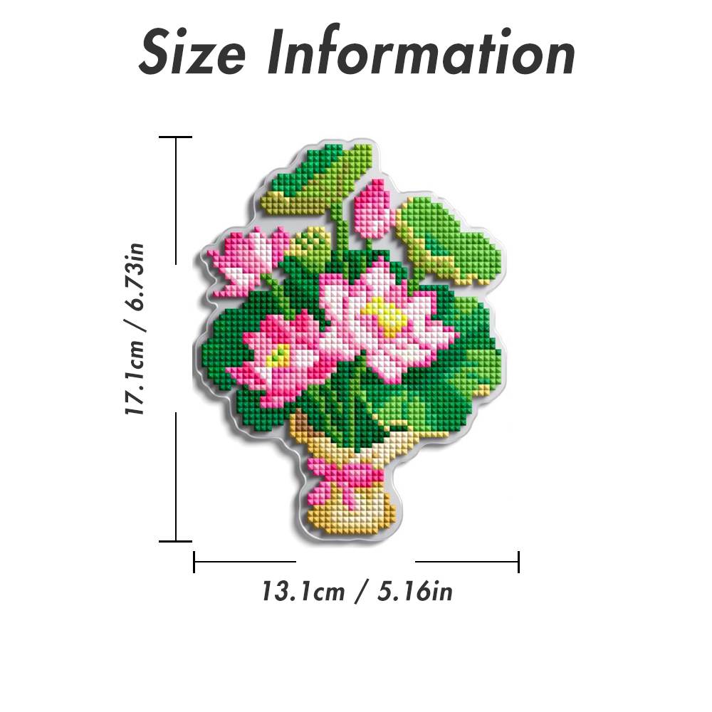 Pink Lotus Bouquet Acrylic Diamond Art Display Stand - Forever Young®️ DIY -