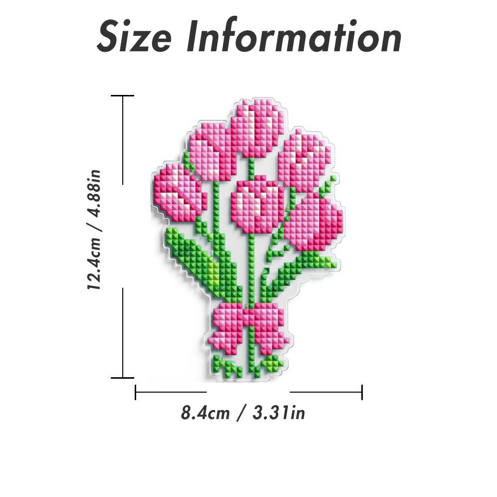 Pink Tulip Bouquet Acrylic Diamond Art Display Stand - Forever Young®️ DIY -